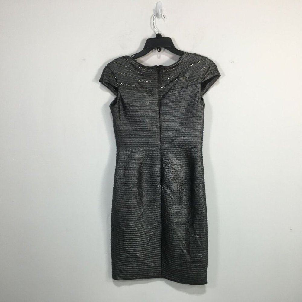 Tadashi Shoji Basket Weave Embellished Bodice Dress, Women's Size M -Shadow Grey - Picture 4 of 12
